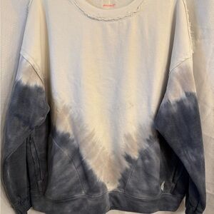 FP Movement by Free People Cream and Gray Tie-Dye Sweater